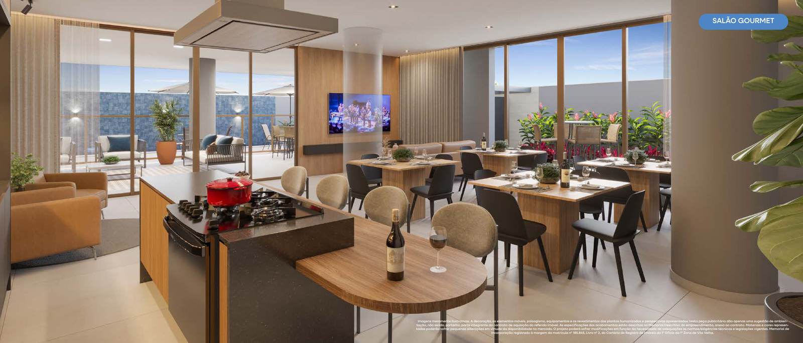 Salão gourmet com varanda